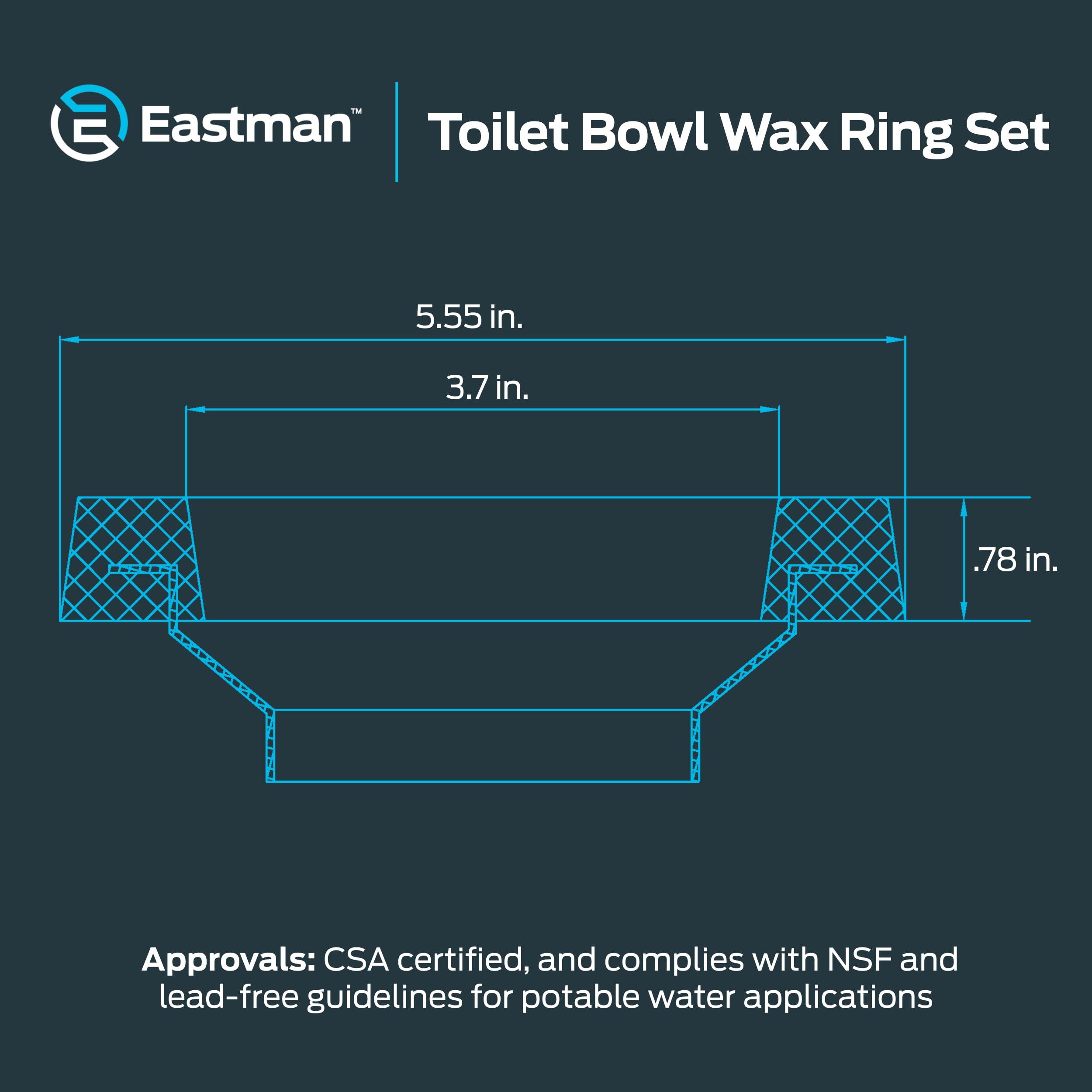 Eastman 40007 Toilet Bowl Wax Ring Set, 4 inch x 3 inch - Image 6