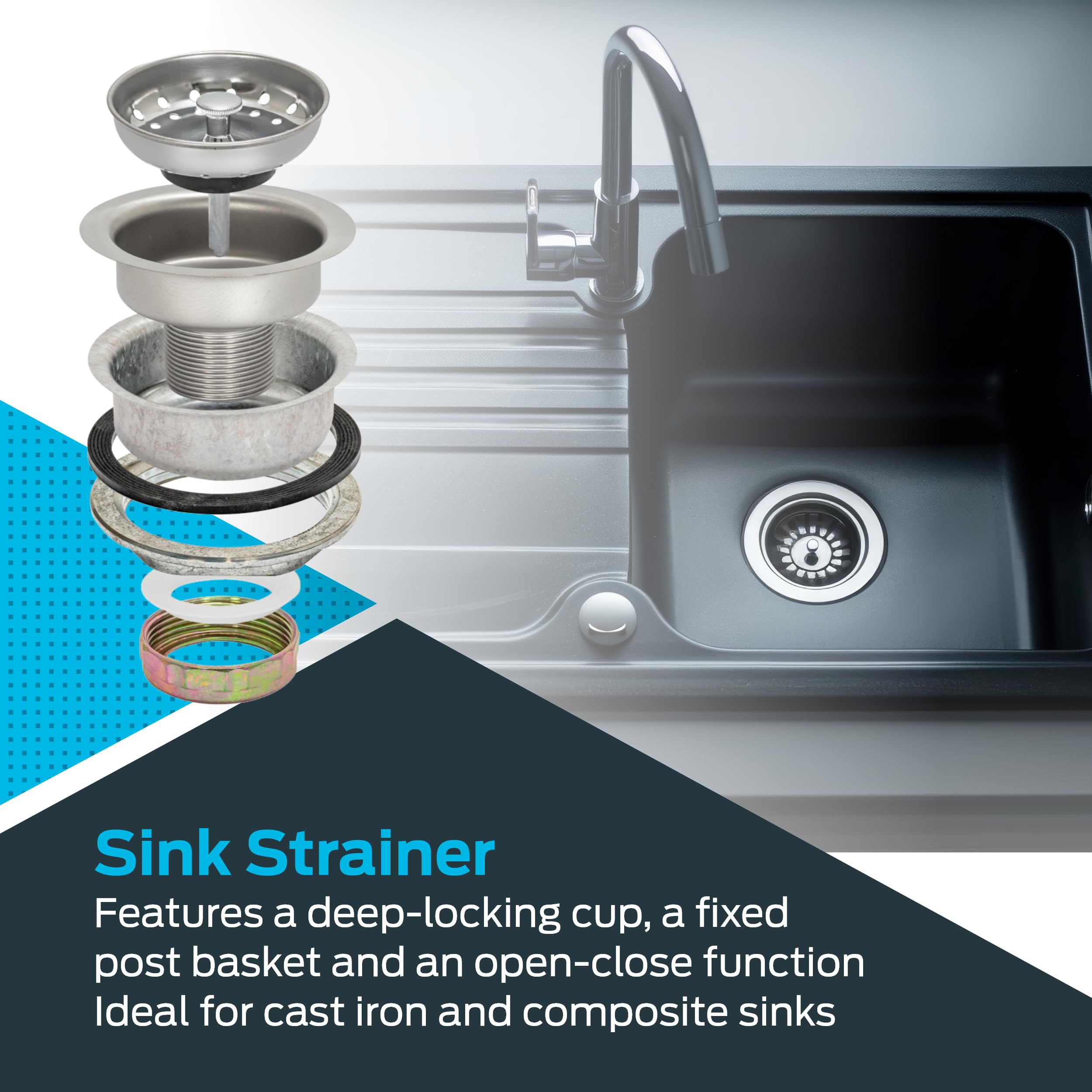 EZ-FLO Double Cup Kitchen Sink Strainer Drain Assembly, 3-1/2 to 4 Inch Opening, 1-1/4 Inch Standard Shank, Stainless Steel, 30017 - Image 5