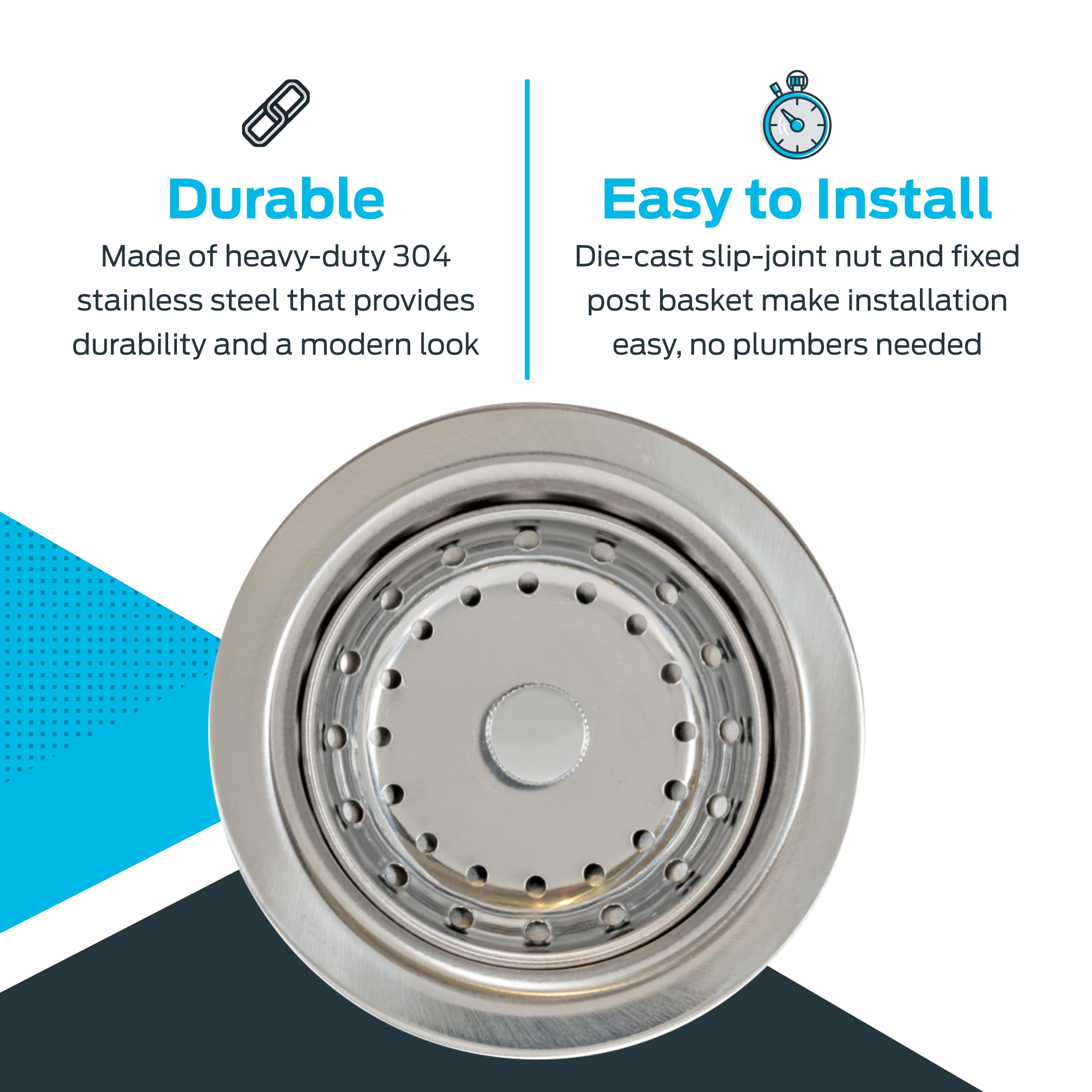 EZ-FLO Kitchen Sink Strainer with Die-Cast Slip-Joint Nut, Fits 3-1/2 to 4 Inch Openings, Stainless Steel, 30001 - Image 4