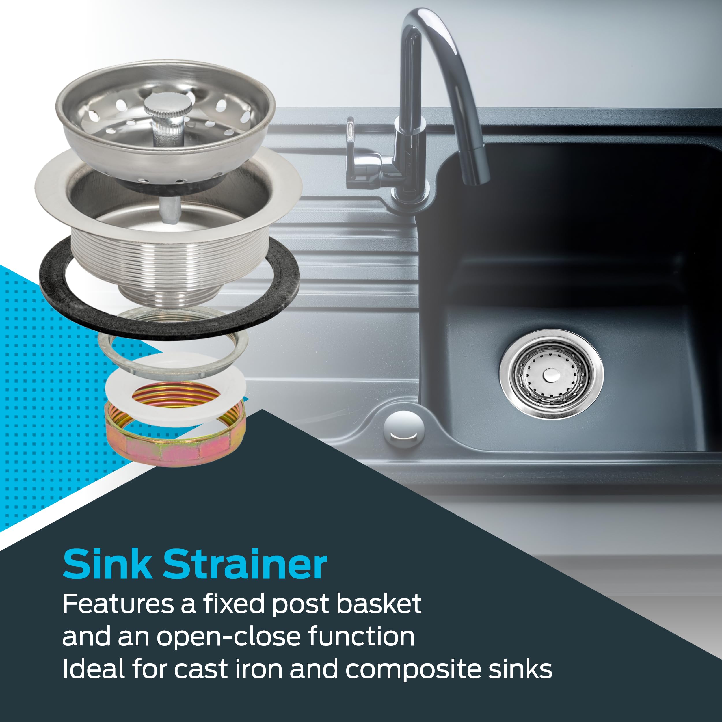 EZ-FLO Kitchen Sink Strainer with Die-Cast Slip-Joint Nut, Fits 3-1/2 to 4 Inch Openings, Stainless Steel, 30001 - Image 5